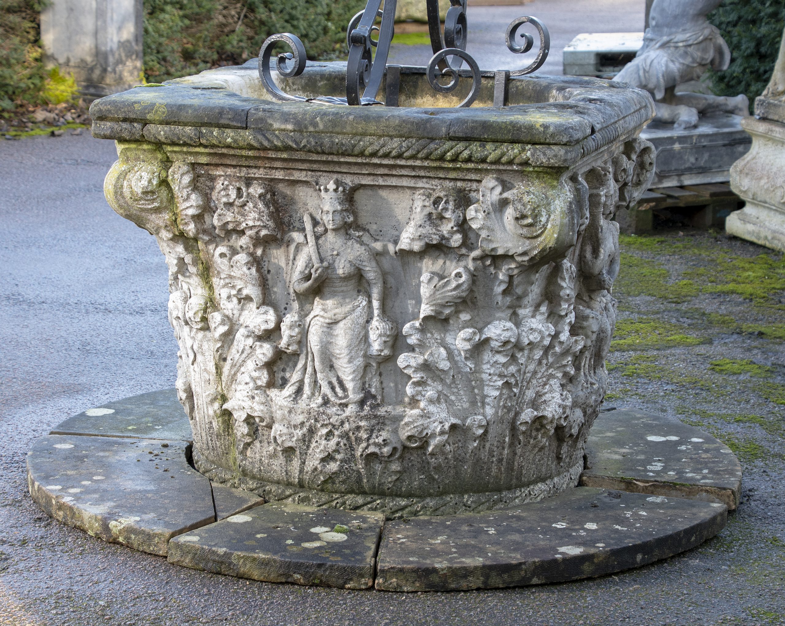 An important carved Istrian marble wellhead