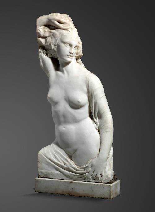 Richard Garbe RA: A carved white marble torso  of a woman