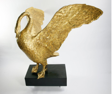An over life size gilt bronze swan