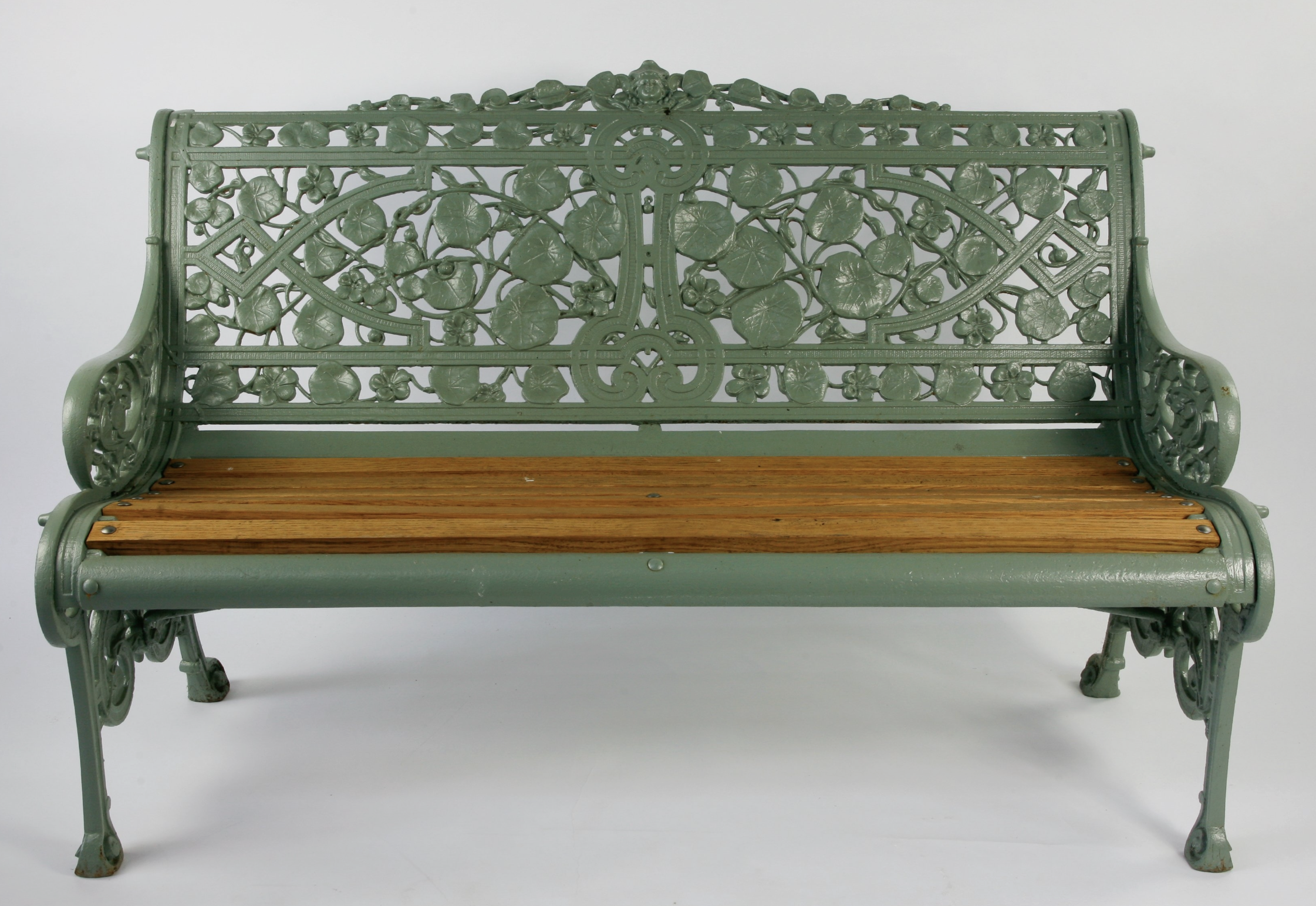 A Coalbrookdale Nasturtium pattern cast iron seat